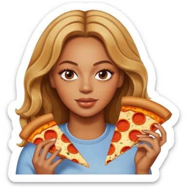 Beyoncé eating a pizza sticker