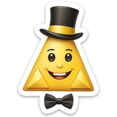 Bill Cipher from Gravity Falls, yellow triangle with top hat and bow tie sticker