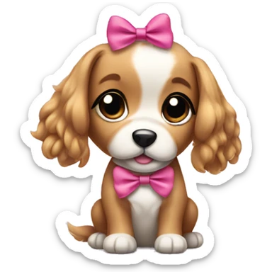 a cute puppy with hair bows  sticker