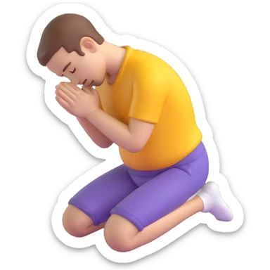male bowing forward in prayer, 3D emoji style, 80% realistic sticker