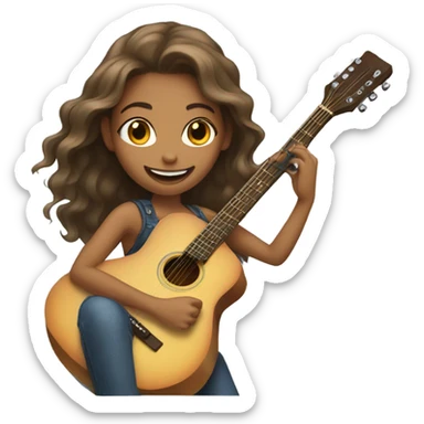 girl with guitar and smile sticker