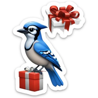 Blue Jay on a Present sticker
