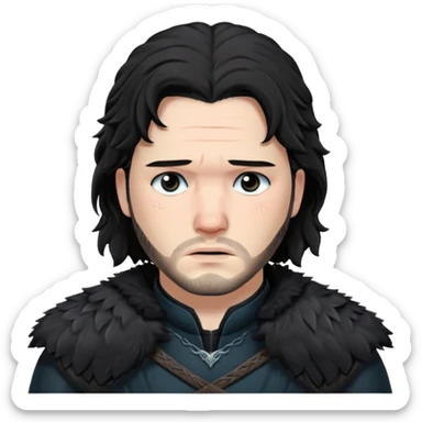 Jon Snow Sad from Games of throne character face only younger sticker