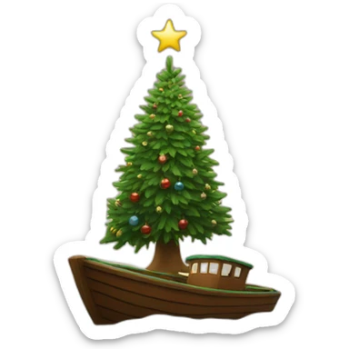christmas tree on a boat sticker
