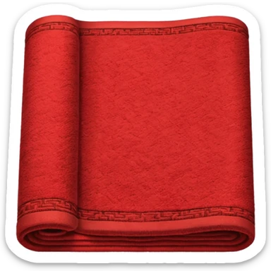  A full red rug, rolled up, once sticker