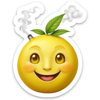 Happy faced Lemon smoking marijuana sticker