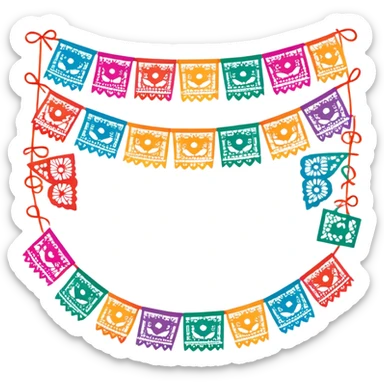 festive one garland of colorful mexican papel picado sticker