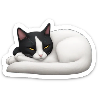 Totally white cat sleeping near by totally black cat sticker