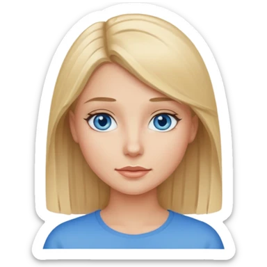 straight blondish brunette hair with blue eyes sticker