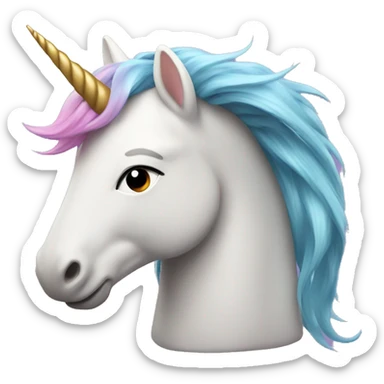 unicorn with hair blowing in wind sticker