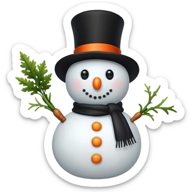 Snowman without tree ,carrot sticker