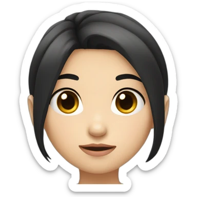Asian girl with black hair doing Indifference face sticker