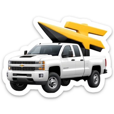Maximum Destruction - Chevrolet 2500 truck (Model Year: 2022) (Iconic colour: white) - A ferocious truck featuring a vivid white base. Emphasize sharp, high-contrast black streaks across the body, creating a look of aggressive, explosive energy. sticker