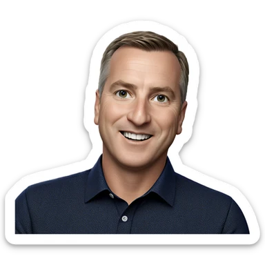 smiling boy in blue shirt sticker