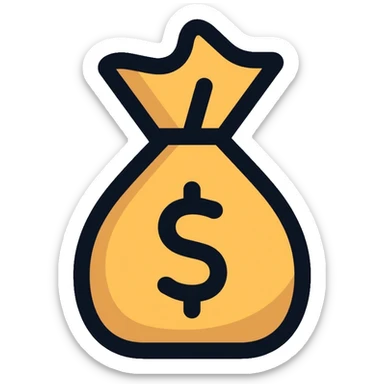 money bag with dollar sign sticker