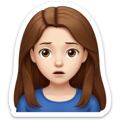 pale girl with long brown hair confused shrugging sticker