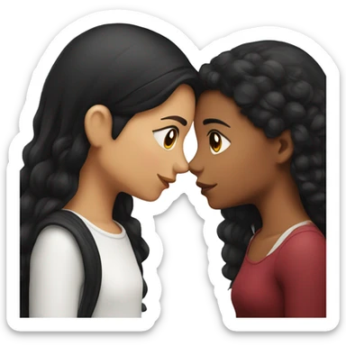 girl with black hair kissing a girl with dark red hair sticker