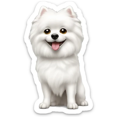 white spitz dog standing on hind legs and bichon sticker