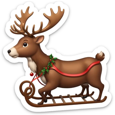 reindeer with sleigh sticker