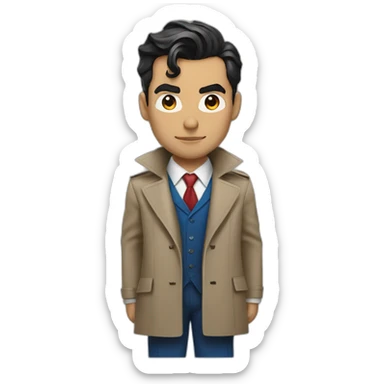 superman in a business suit and a trench coat takes the stand sticker