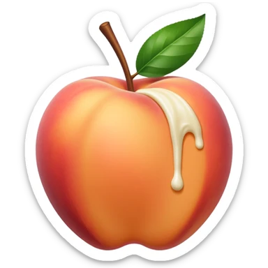 White chocolate dipped peach sticker