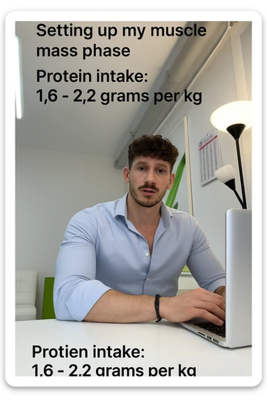 Uomo che imposta la sua fase di massa a proteine intorno 1.6 - 2.2g per kg sticker