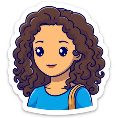 attractive Greek woman with long curly dark brown hair and light skin sticker