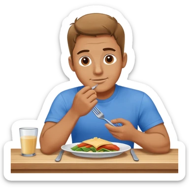 a man is having lunch at the table sticker