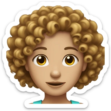 curly hair brunette with fair skin sticker