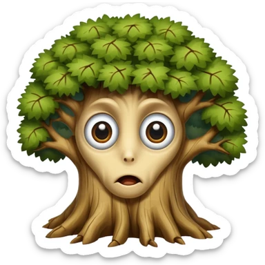 A tree with big uneven eyes that looks ignorant  sticker