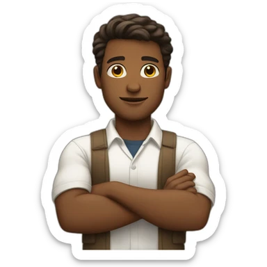 White and brown man crossing his arms with great pride sticker