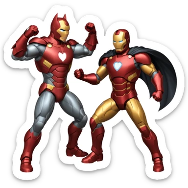 Make batman fighting iron man sticker