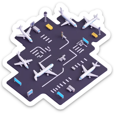 international airport with multiple terminals sticker