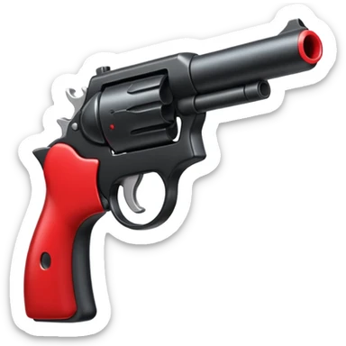 A gun facing left (2D) pointing at a mouth facing right (2D) sticker
