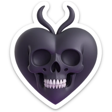 3D style black heart with a subtle skull motif, gothic and mysterious sticker