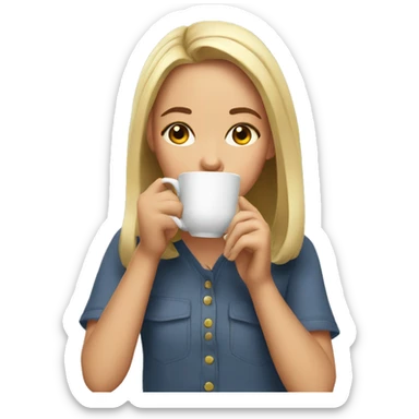 Girl sipping tea sticker