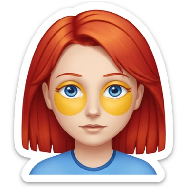 wendy thomas  the clown from gta rp nopixel she has a blue sun on her right eye with three yellow lines below her right eye and bove her left eye. she has bright red hair and light blue eyes sticker