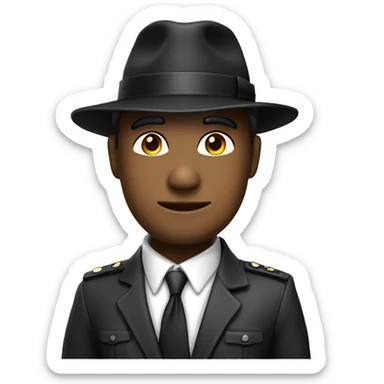 Un personaje con gorra y camisa negra y corbata sticker