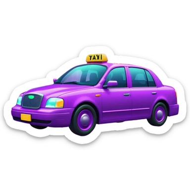 a purple neon taxi driving in a  purple and green neon city  sticker
