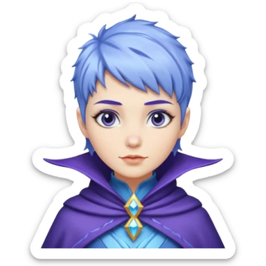 Frost wizard woman short blueviolet hair sticker