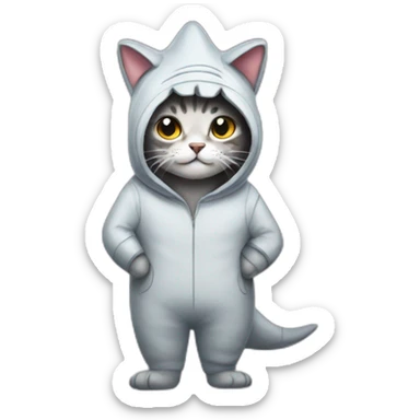 cat in a shark onesie sticker