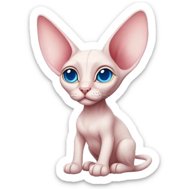 Pink-sphinx-cat-blue-eyes-big ears sticker