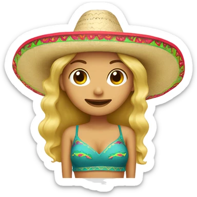 Blonde Mexican woman wearing a sombrero  sticker