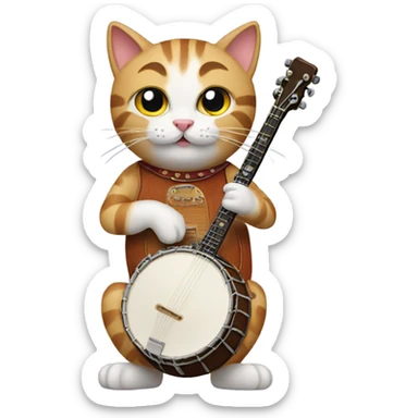 cat with a banjo sticker