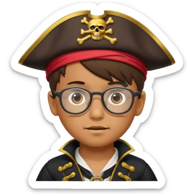 kid boy with pirate costume wearing glasses sticker
