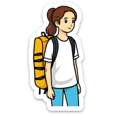 Adult woman with rucksack sticker