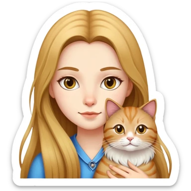 a long hair girl with a jinjila cat sticker