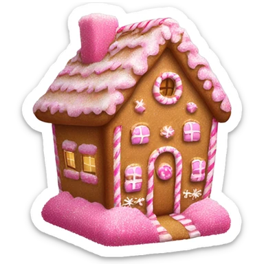 realistic pink glitter gingerbread house  sticker