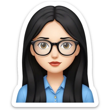 brunette girl long black hair with glasses sticker