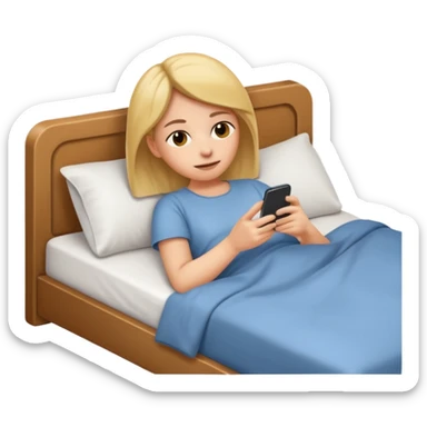 
emoticon of lying in bed and looking at phone sticker